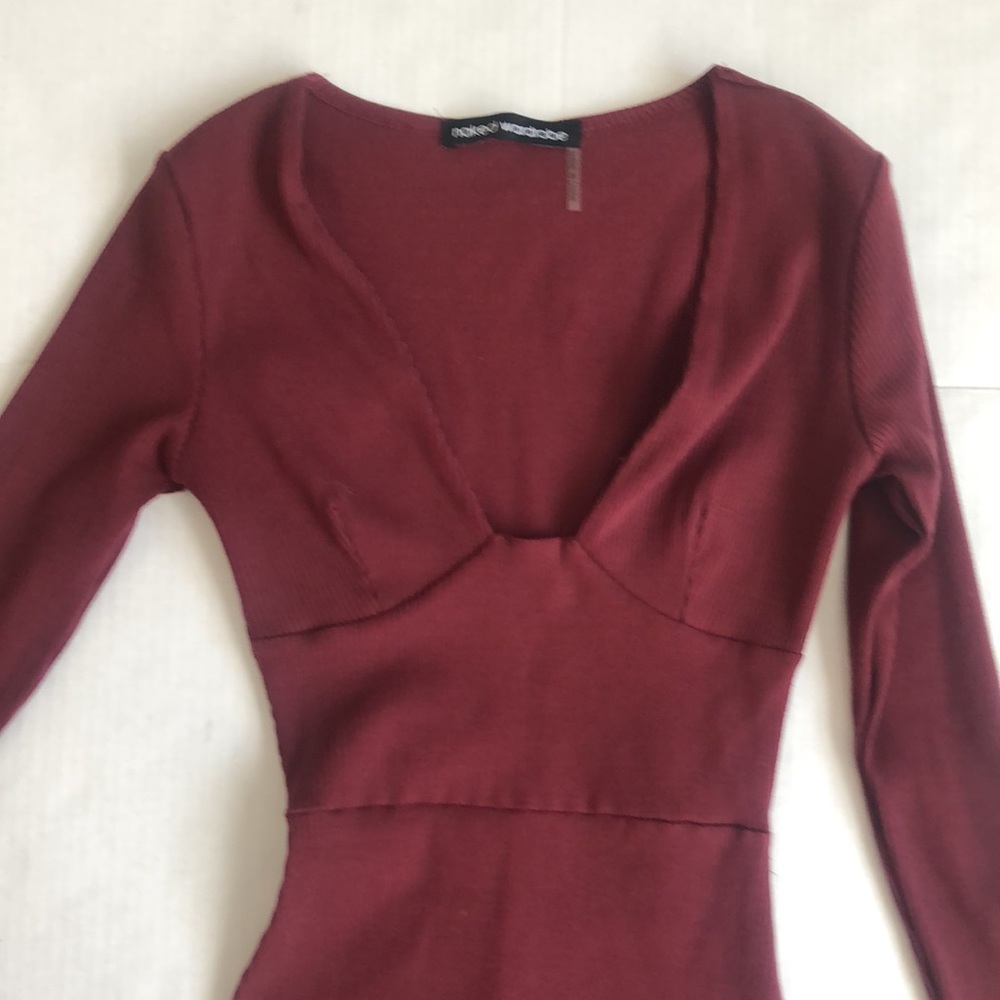 Snatched Bustier Long Sleeve Rib Body-Con Dress View 6